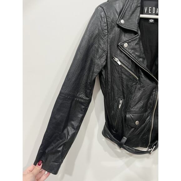 Veda Jayne Leather Moto Jacket in Black - Picture 5 of 16